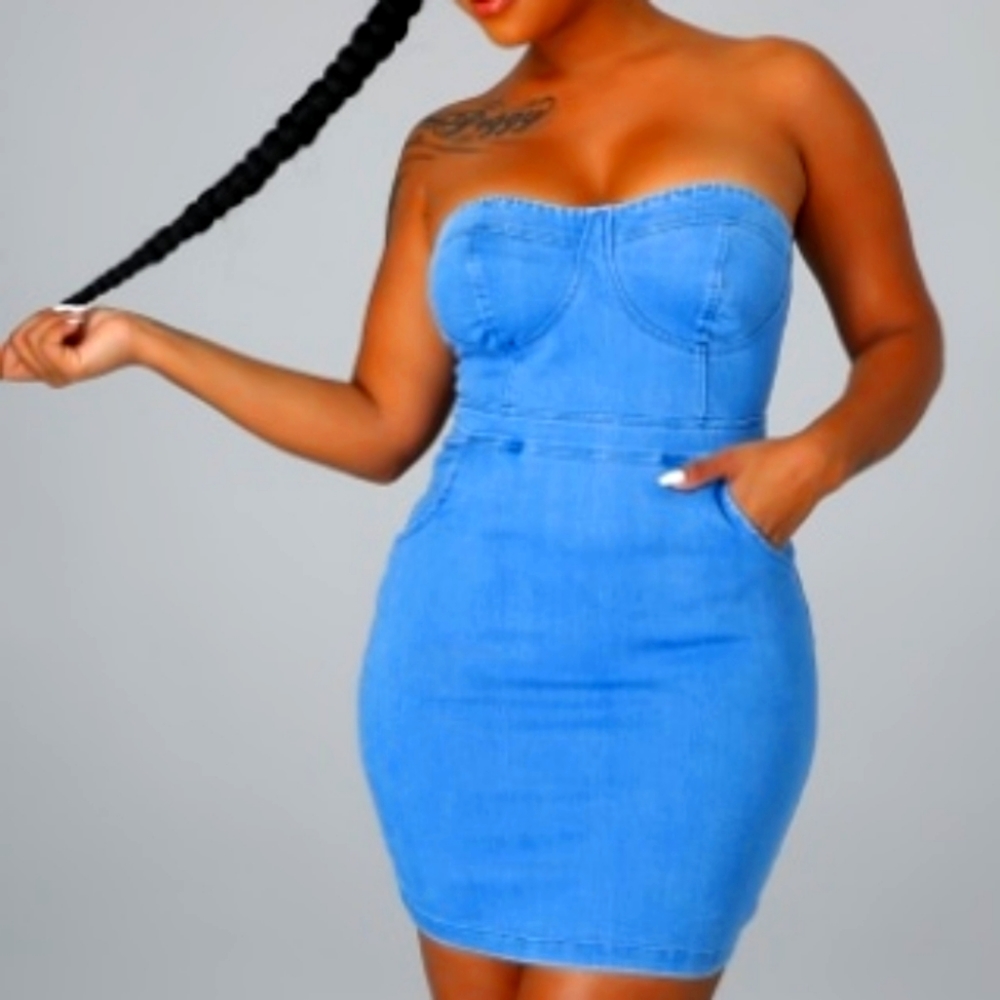 Denim mini dress